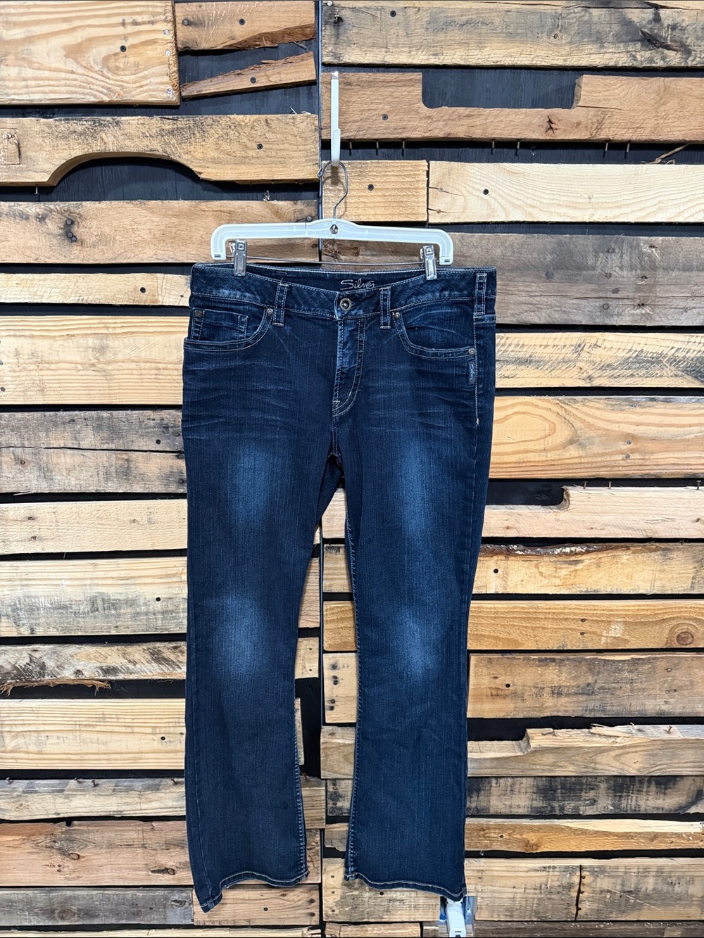 Silver Jeans Dark Wash Mid Rise Pioneer Flap Pocket Jeans Size 16/33